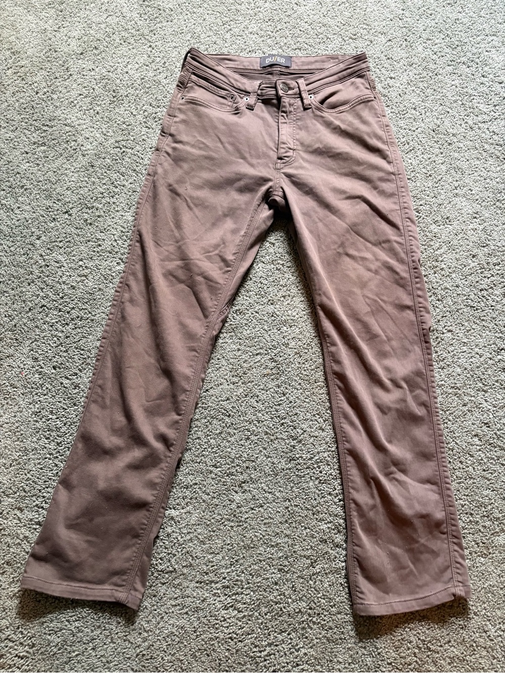 DU/ER No Sweat Pants Straight Fit Brown Mens Size 30 MFNT1003 Stretch